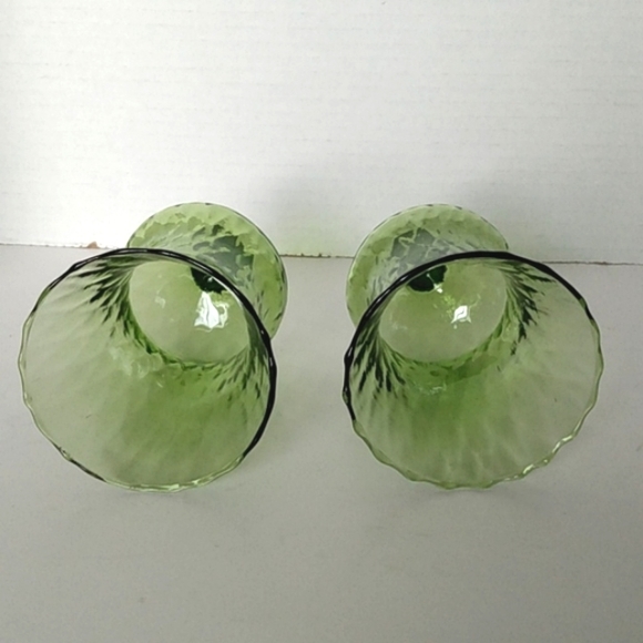 Home Interiors Vintage Green Glass Diamond Ruffled Edge Hand Blown Votives - Picture 2 of 8